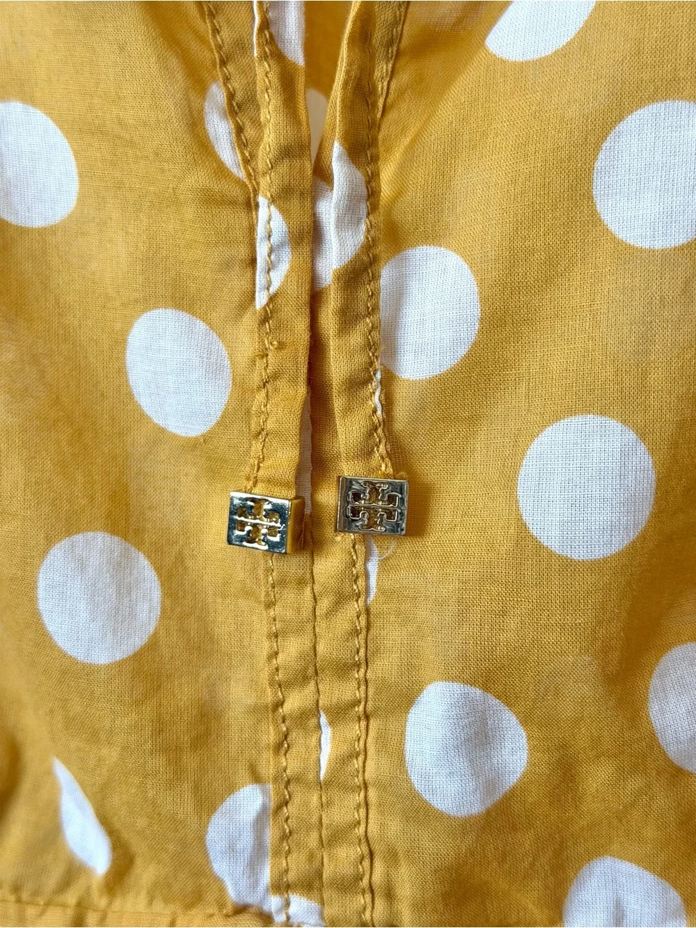 Tory Burch Yellow Polka Dot Peplum Blouse 100% Cotton Size 4